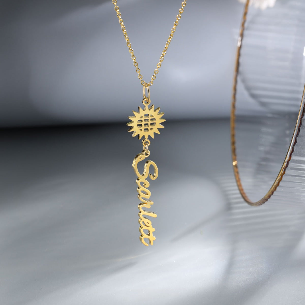 Sunflower name store necklace