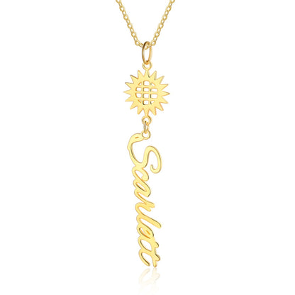 Personalised Sunflower Name Necklace | Bespoke Name Necklace With Sunflower