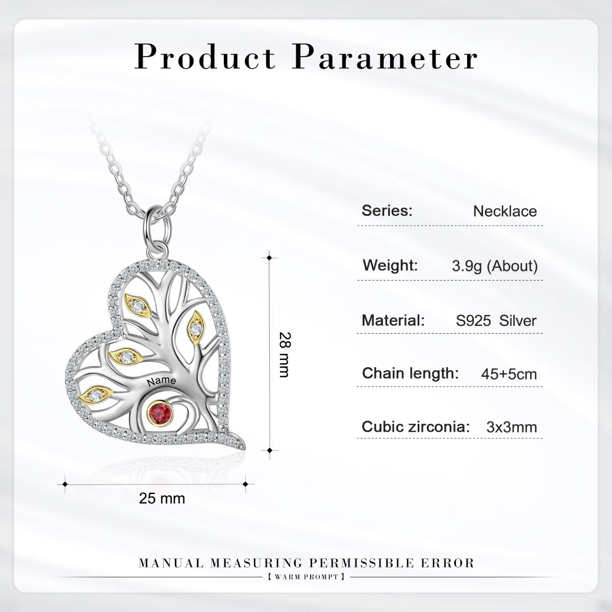 Personalised Family Tree Heart Necklace With Engraved Names And Birthstones | Bespoke Gift Idea For Mum