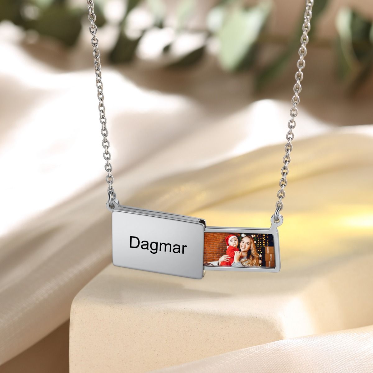 Personalised Slide Photo Necklace | Custom Engraved Name Photo Necklace