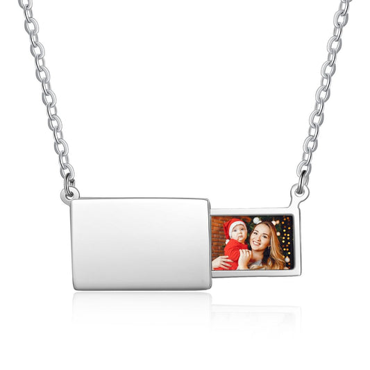 Personalised Slide Photo Necklace | Custom Engraved Name Photo Necklace