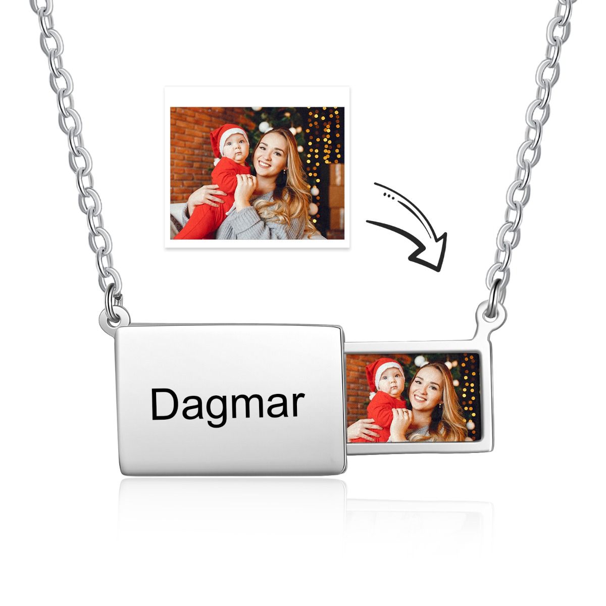 Personalised Slide Photo Necklace | Custom Engraved Name Photo Necklace