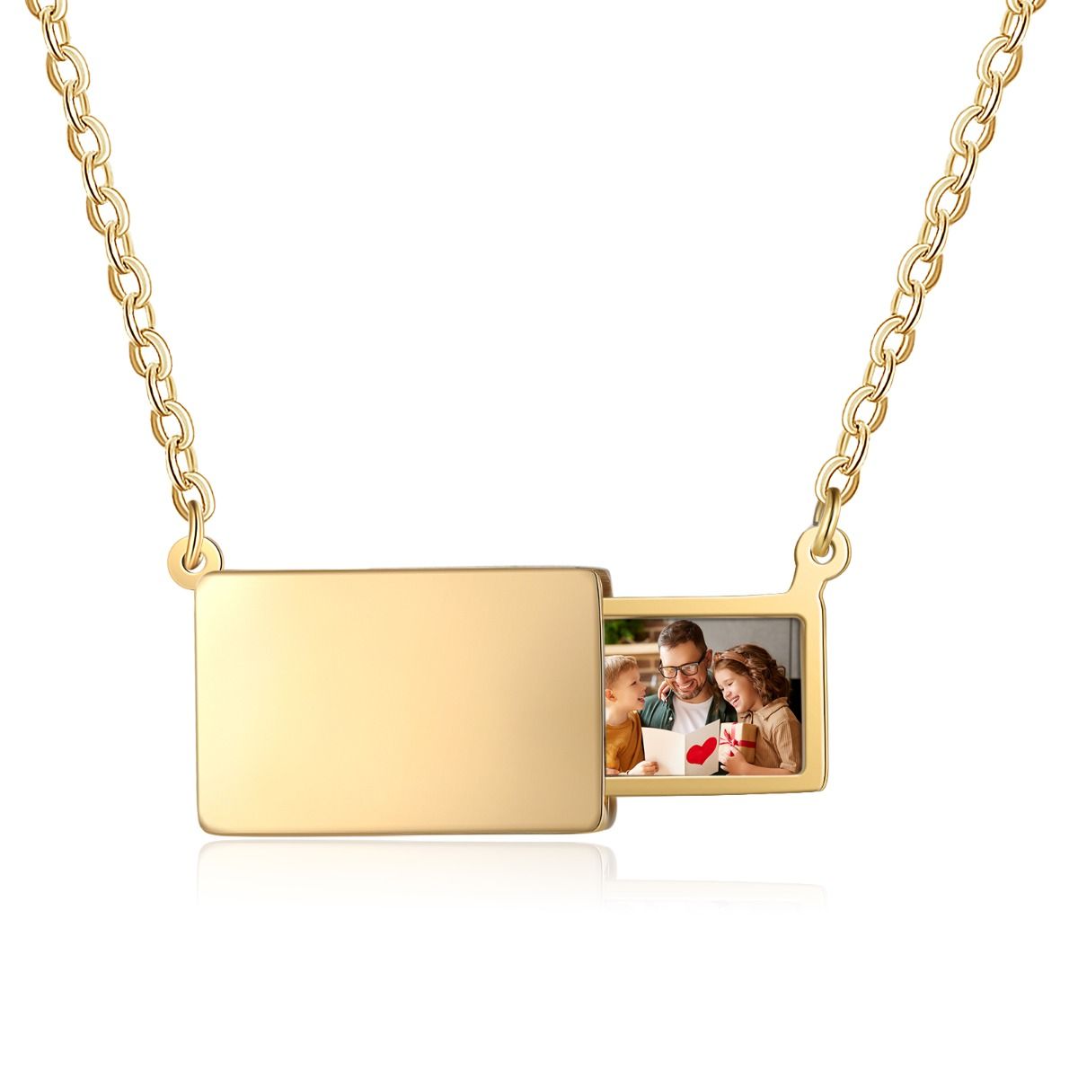 Personalised Slide Photo Necklace | Custom Engraved Name Photo Necklace