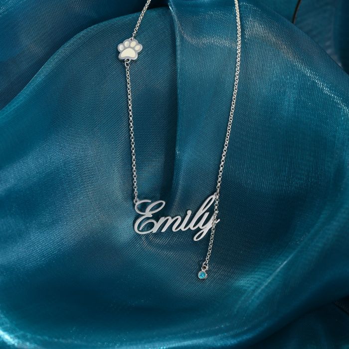 Bespoke Name Necklace | Personalised Paw Name Necklace