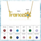 Bespoke Name Necklace | Customised Name Necklace With Flower and Birthstone  Amazing Christmas Gift Idea