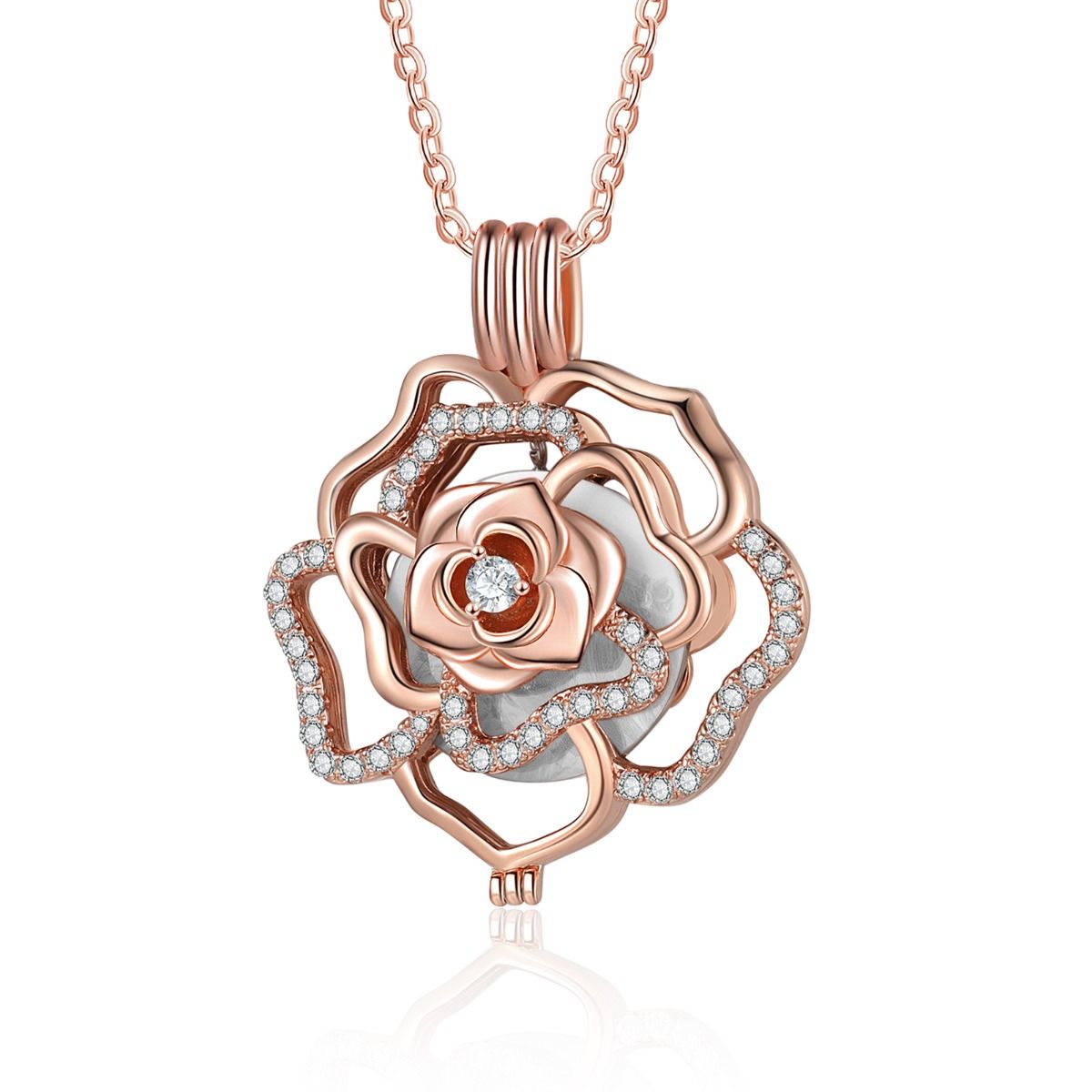 Personalised Rose Gold Plated Rose Photo Necklace | Customised Photo Necklace