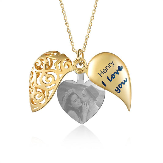 Personalised Heart Photo Necklace With Engraved Name | Bespoke Gift Of Love