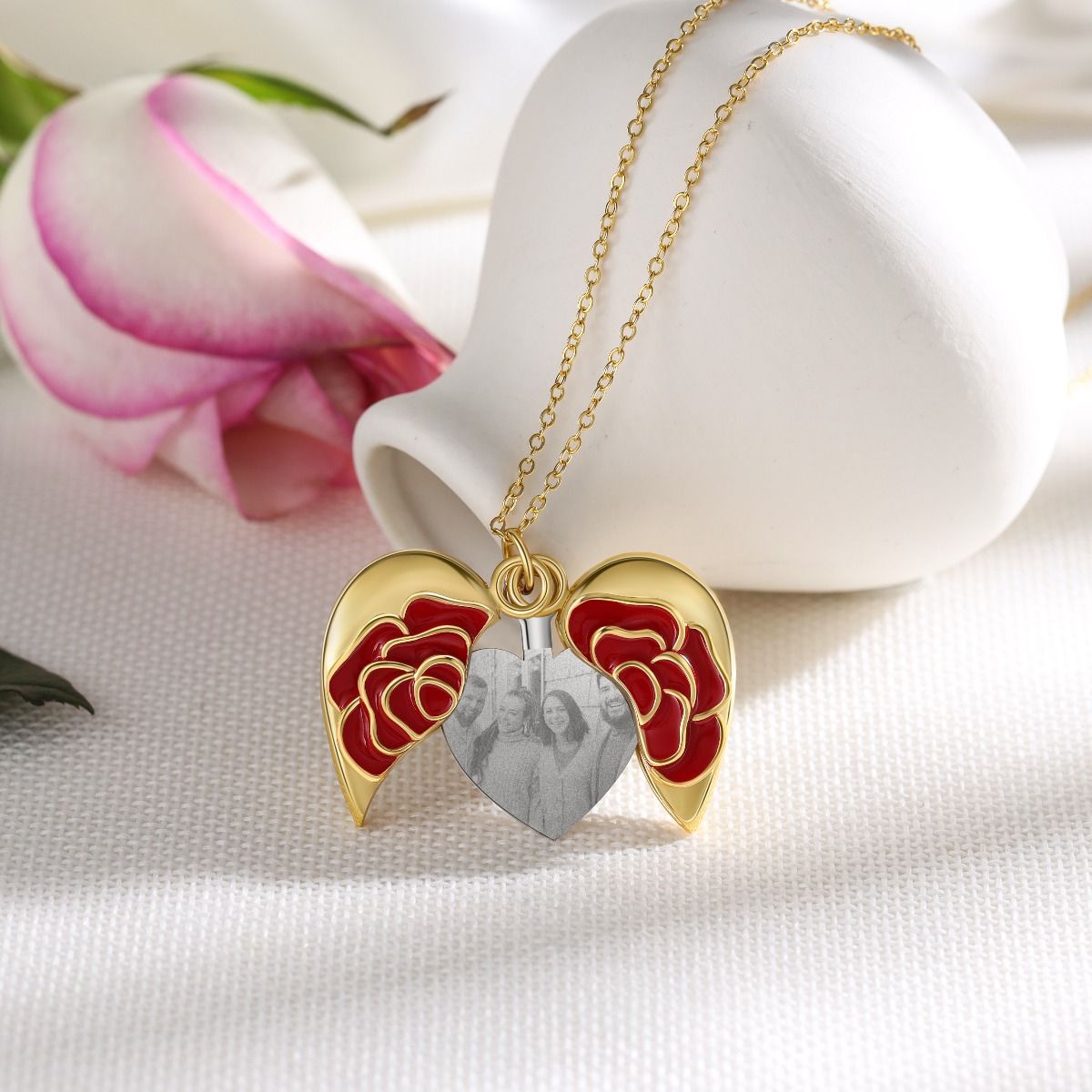 Personalised Rose Heart Photo Necklace | Bespoke Gift Of Love For Her