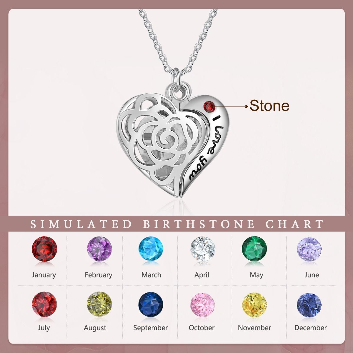 Personalised Love Photo Necklace With Birthstone | Bespoke Gift Of Love For Her