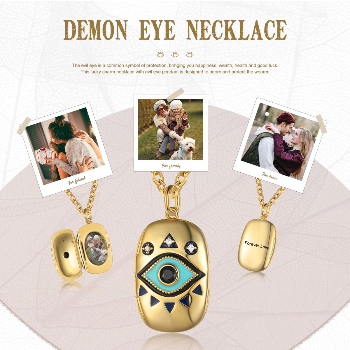 Personalised Evil Eye NEcklace With Photo | Bespoke Phone Necklace With Engraving