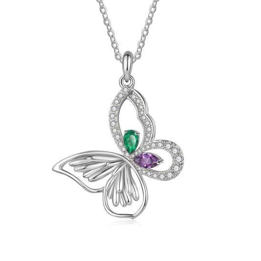 Bespoke Necklace For Women | Customised Butterfly Birthstone Necklace