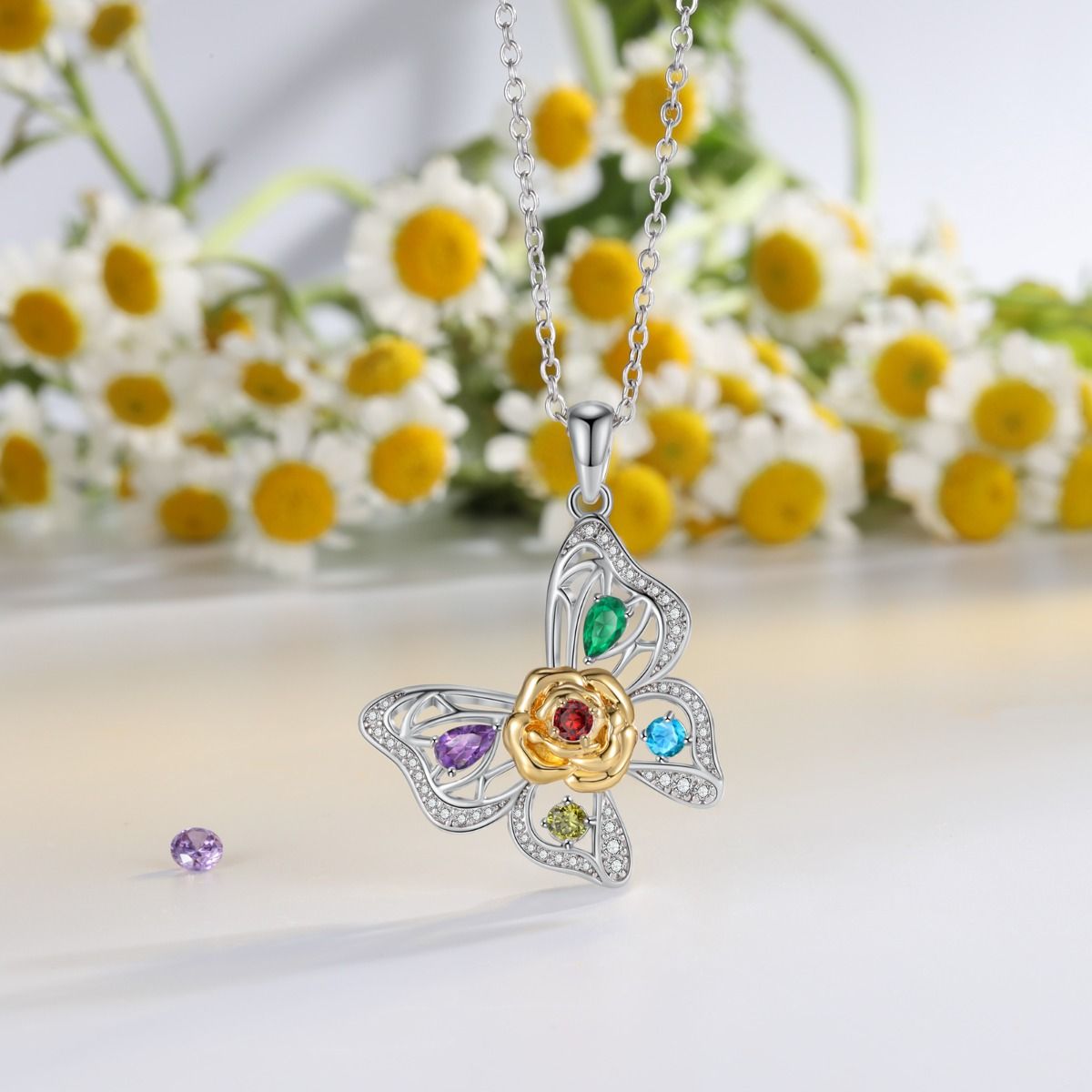 Personalised Necklace | Bespoke Butterfly Birthstone Necklace For Women