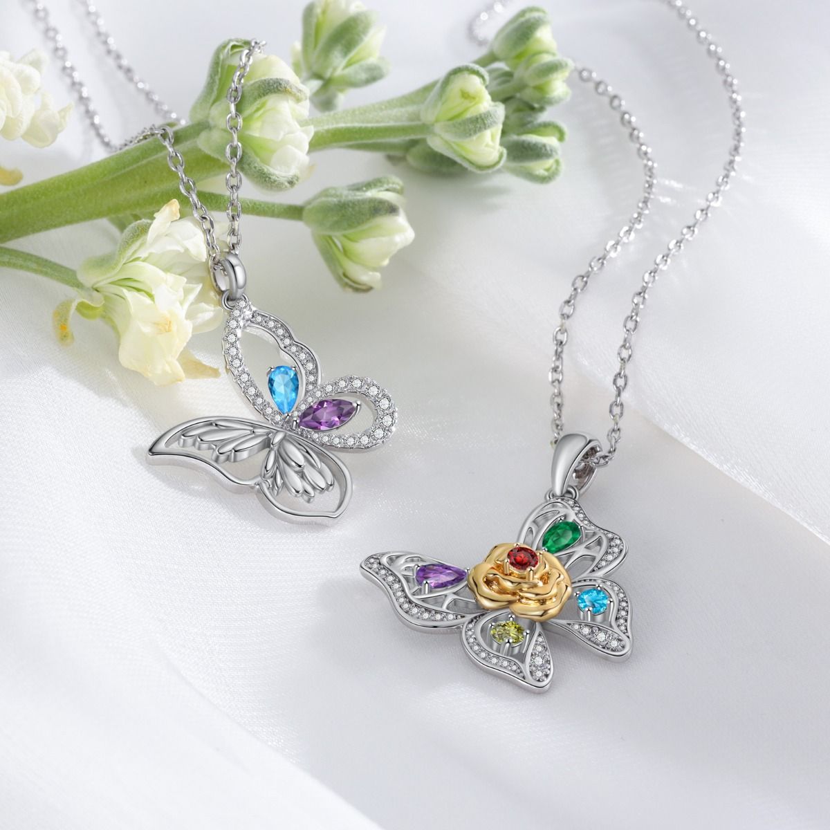 Personalised Necklace | Bespoke Butterfly Birthstone Necklace For Women