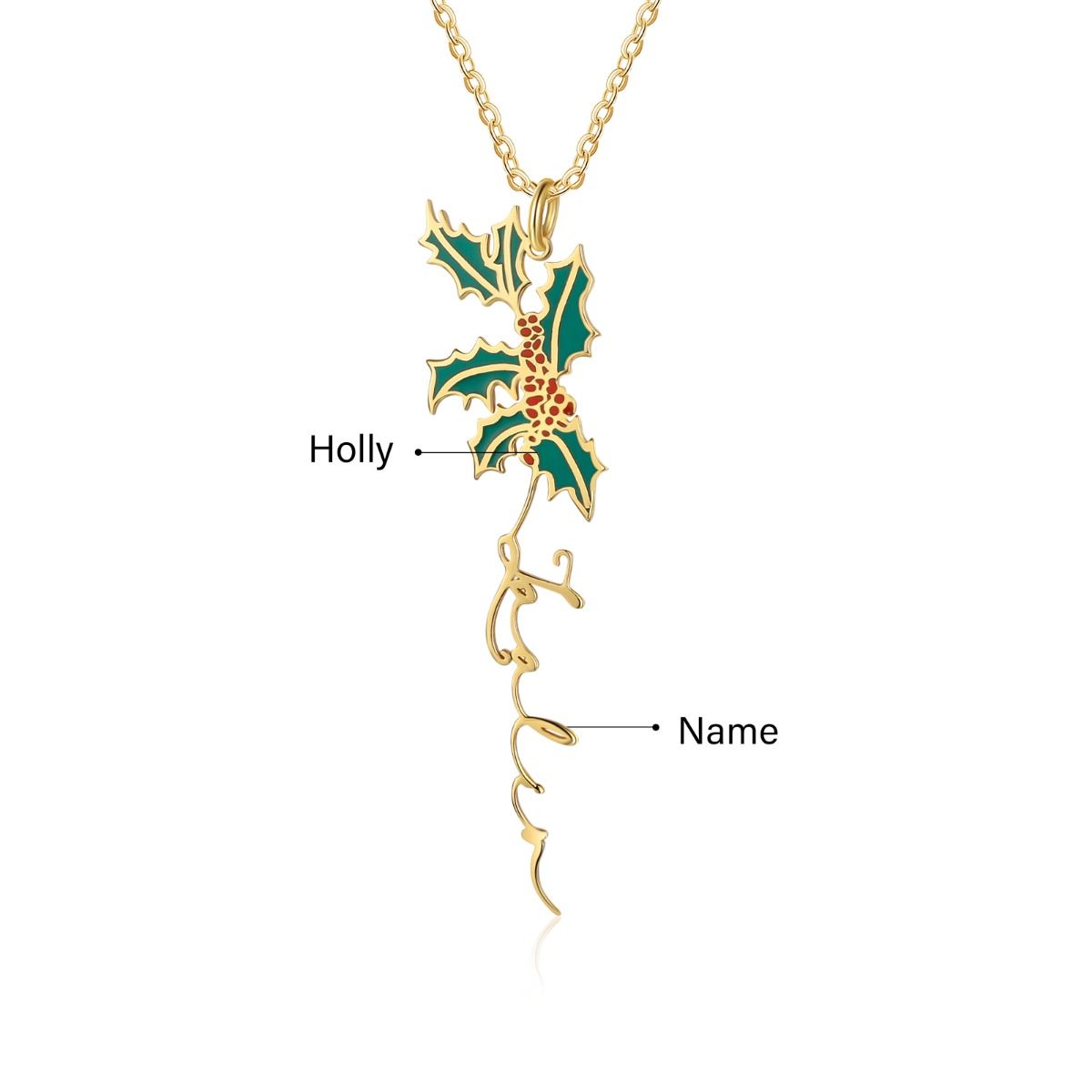 Customised Birthflower Name Necklace | Bespoke Name Necklace With Birthflower