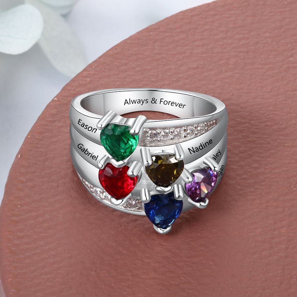 Bespoke Family Ring Birthstones | Personalised Family Names Ring | Customised Mum Ring