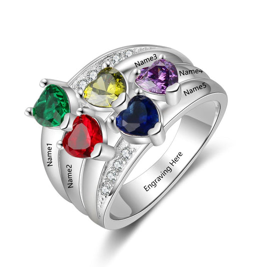 Bespoke Family Ring Birthstones | Personalised Family Names Ring | Customised Mum Ring