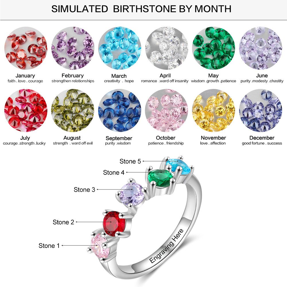 Customised Family Birthstone Ring Bespoke Birthstone Ring Personal Alep Jewellery