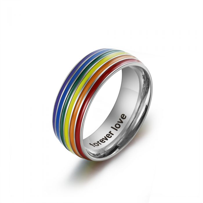 Personalised Gay Ring | Causomised Rainbow Ring | Bespoke LGBT Ring  Customised Gift For Gay Boyfriend | Personalised Gift For Gays