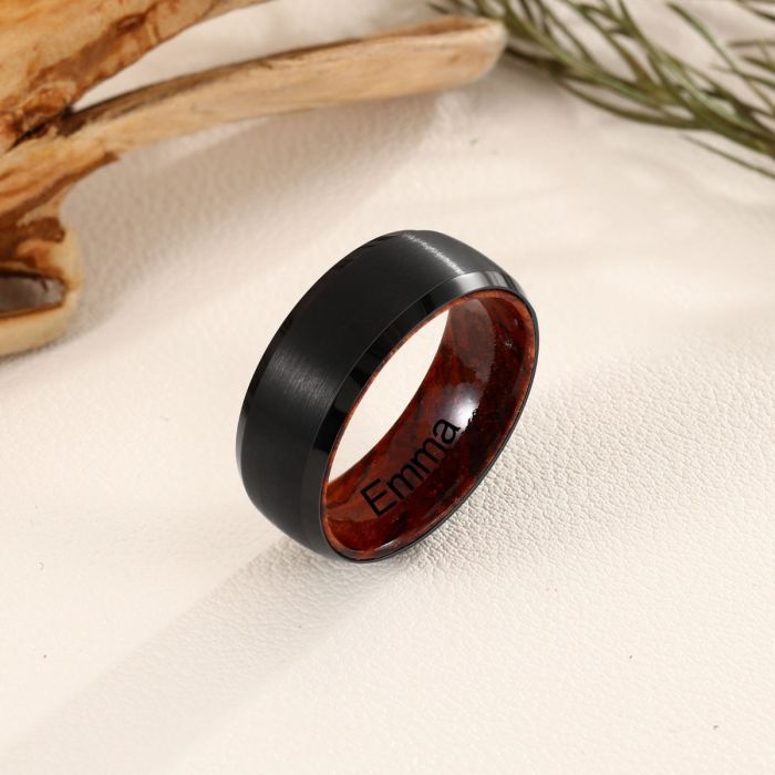 Personalised Rings For Men | Men's Tungsten Ring With Wood| Personalised Ring For Him  Personalised Gift For Him | Personalised Gift For Men | Personalised Gift For Dad | Personalised Gift For Boyfriend  Fathers Day Gift Ideas | Anniversary Gift For Him